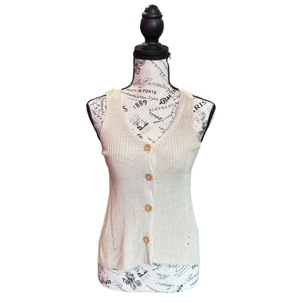 Pink Republic Heather Oatmeal Knit Button Front Vest XS‎ PS9S10037SKL